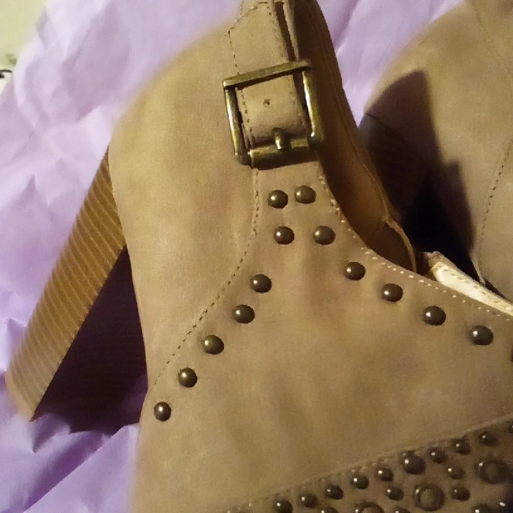 Kaari Blue Studded Heeled Boots Size 9
